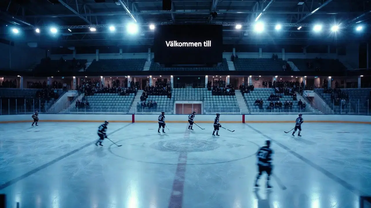 Ishockeyrink med spelare som värmer upp inför säsongens första match